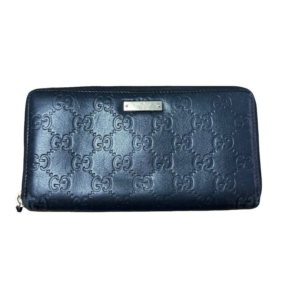 GUCCI GG Monogram Zippy Zip-Around Wallet Canvas Leather Gold Hardware | COA